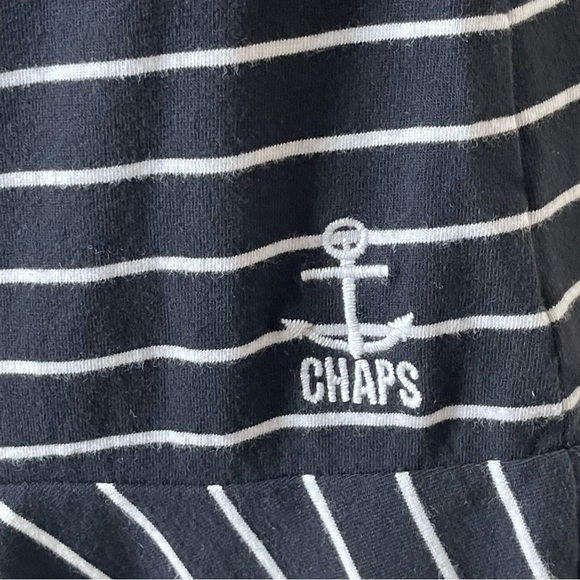 Chaps Black Stripes Clein Flounce Hem Dress US M - Picture 7 of 9